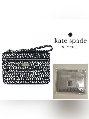 🆕KATE SPADE - NWT - BLACK AND WHITE TINIE WRISTLET / CLUTCH BAG